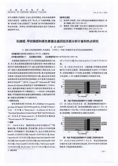 乳腺癌、甲状腺癌和黑色素瘤全基因组关联分析计量和热点研究