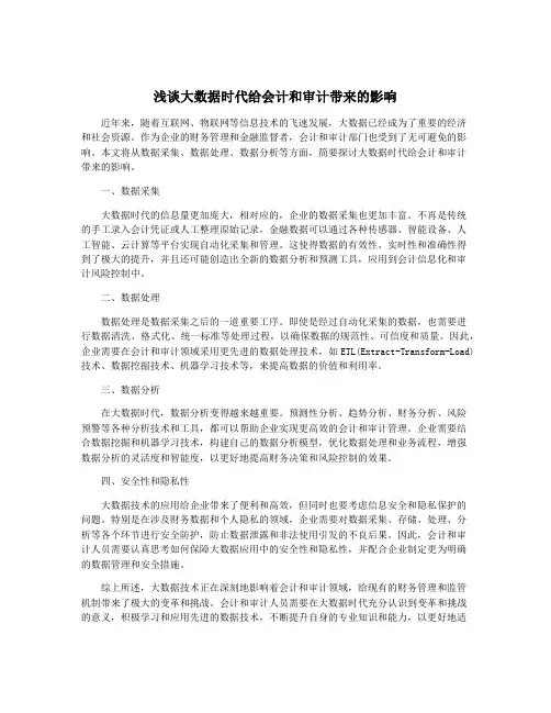 浅谈大数据时代给会计和审计带来的影响