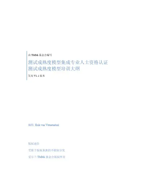 测试成熟度模型集成专业人士资格认证测试成熟度模型培训大纲