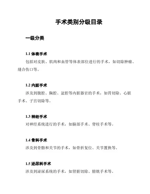 手术类别分级目录