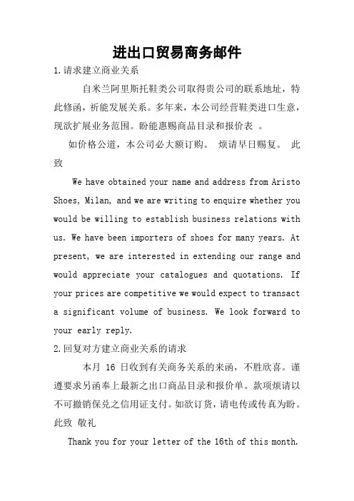 进出口贸易商务邮件