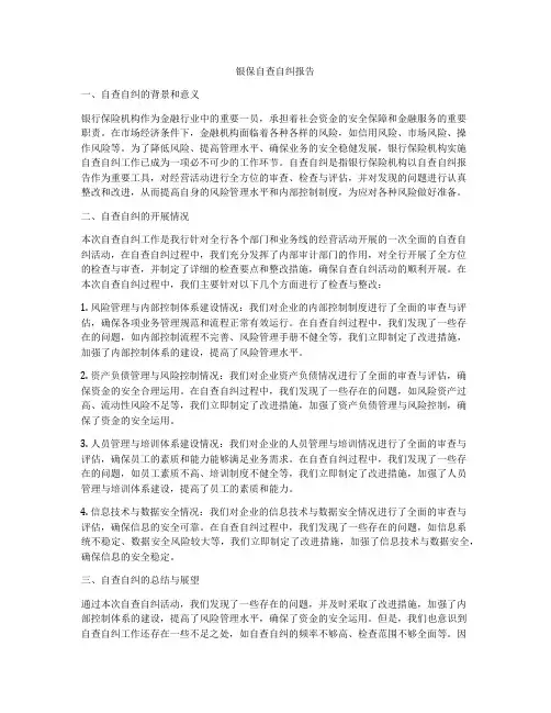 银保自查自纠报告