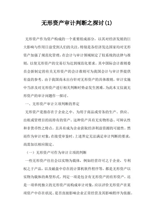 无形资产审计判断之探讨