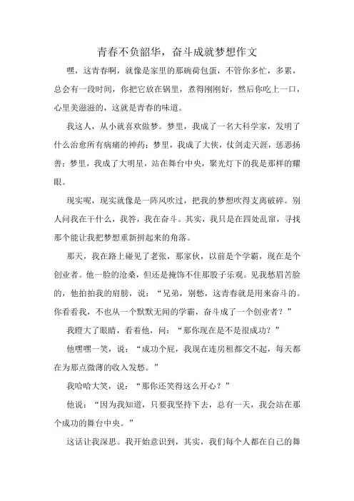 青春不负韶华,奋斗成就梦想作文精选10篇