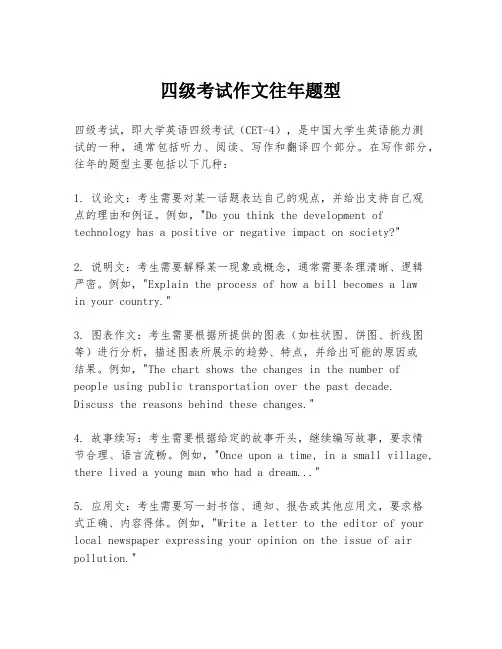 四级考试作文往年题型
