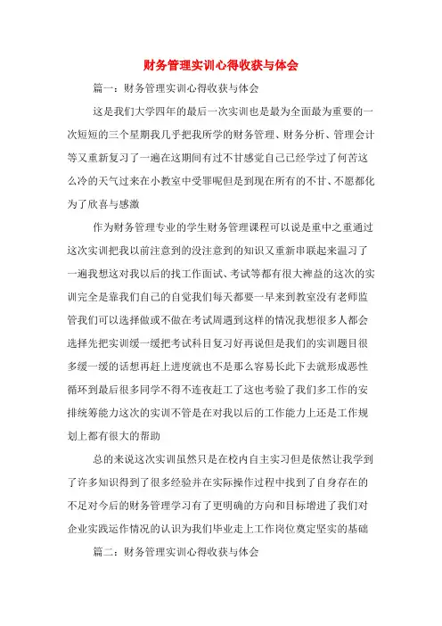 财务管理实训心得收获与体会