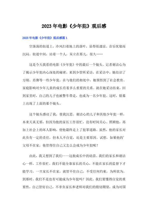 2023年电影《少年犯》观后感