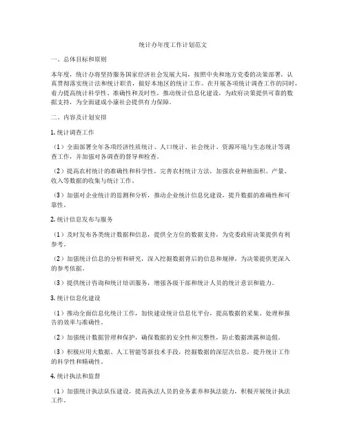 统计办年度工作计划范文