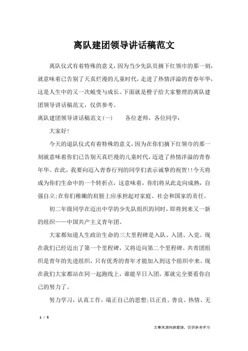 离队建团领导讲话稿范文_讲话稿