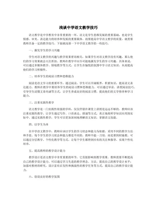浅谈中学语文教学技巧