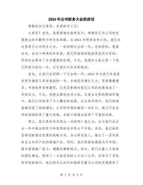 2024年公司财务大会的讲话