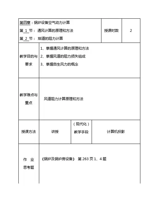 锅炉设备空气动力计算