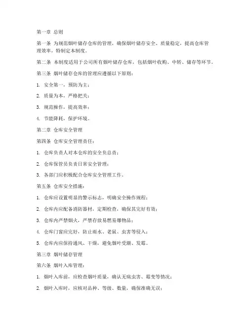 烟叶储存仓库管理制度