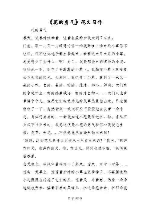 《花的勇气》范文习作