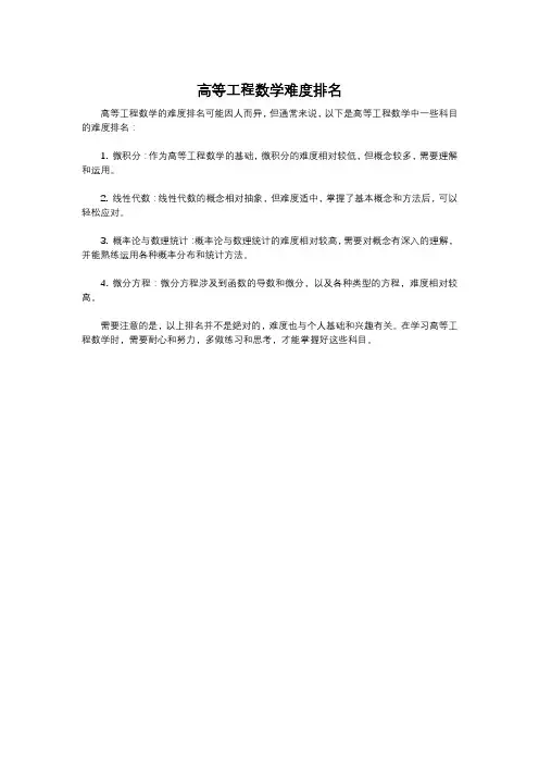 高等工程数学难度排名