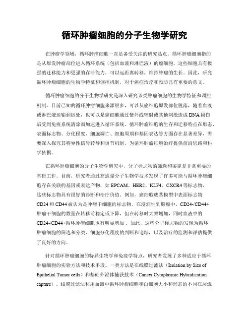循环肿瘤细胞的分子生物学研究