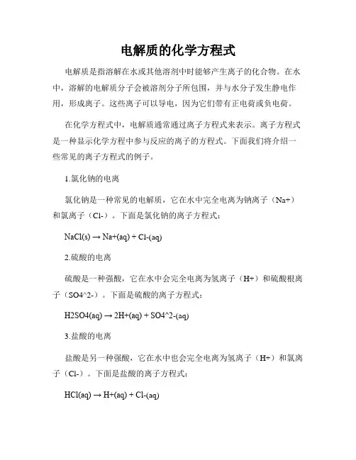 电解质的化学方程式