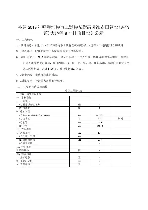 2023年土左旗高标准农田建设项目设计