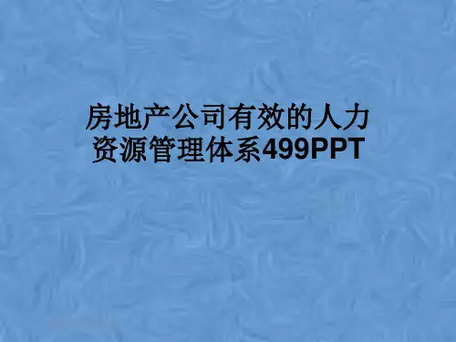 房地产公司有效的人力资源管理体系499PPT