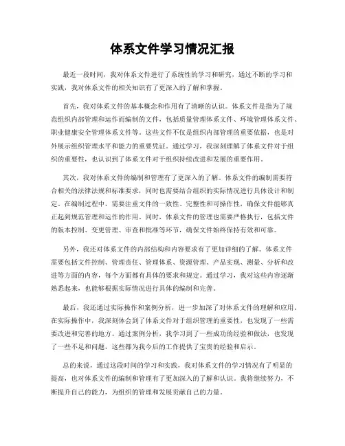 体系文件学习情况汇报