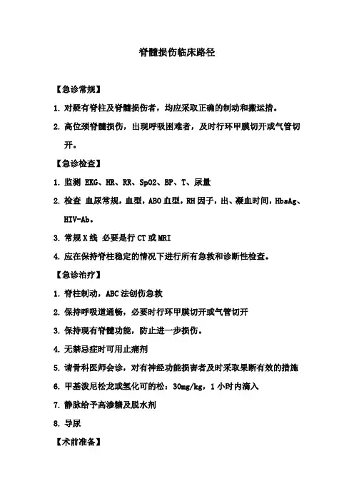 脊髓损伤救治流程