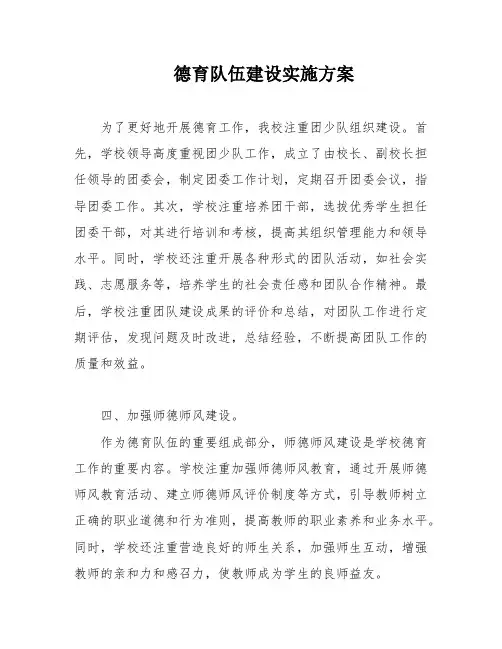 德育队伍建设实施方案