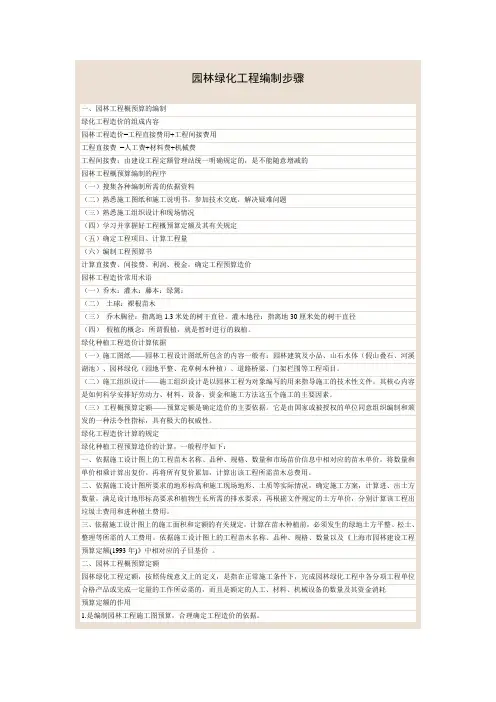 园林绿化工程编制步骤