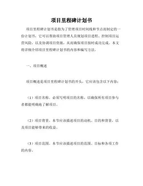 项目里程碑计划书