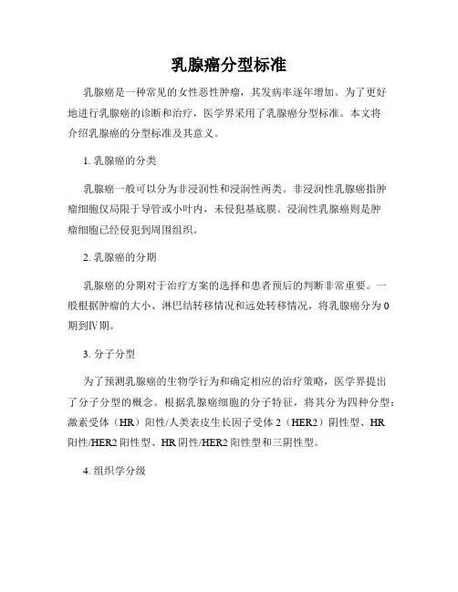 乳腺癌分型标准