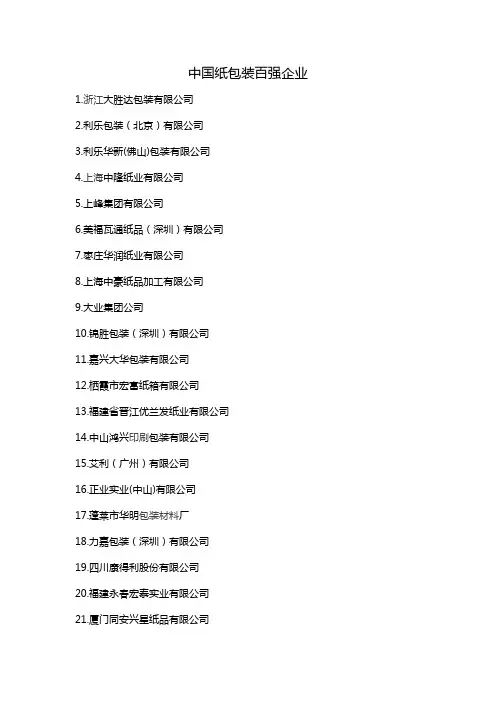 中国纸包装百强企业1