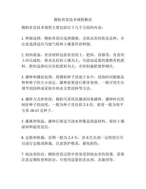 侧柏育苗技术规程解读