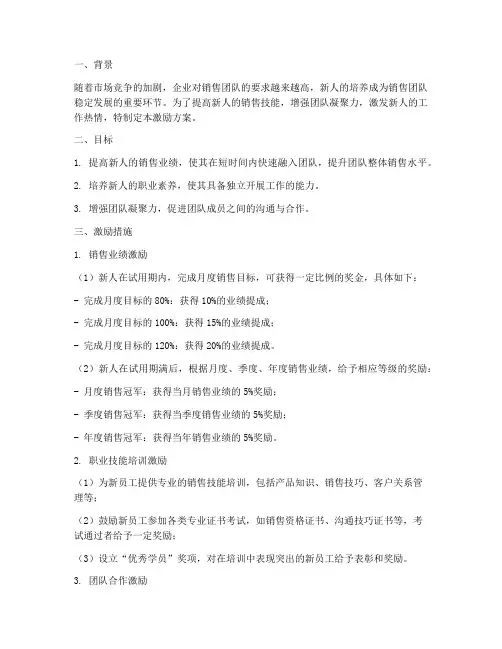 销售带新人激励方案