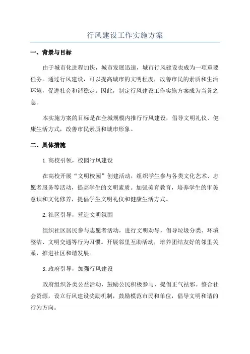 行风建设工作实施方案