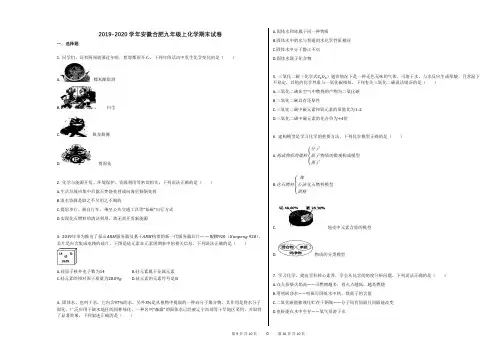 2019-2020学年安徽合肥九年级上化学期末试卷