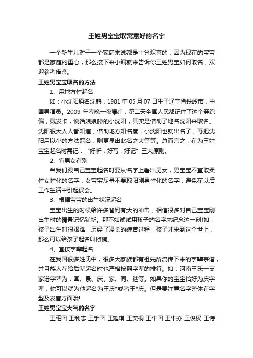 王姓男宝宝取寓意好的名字