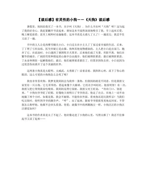 【读后感】有灵性的小狗――《天狗》读后感