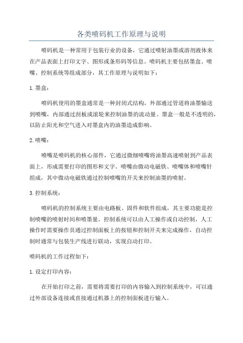 各类喷码机工作原理与说明