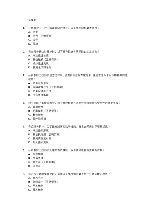 2024年公路养护工技师考试题