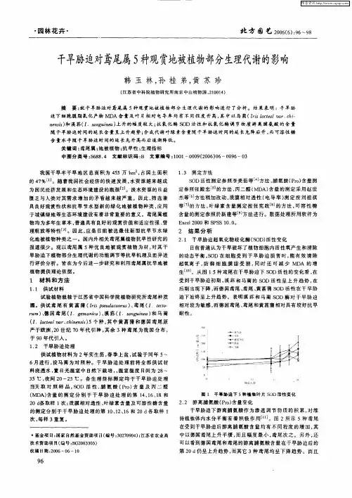 干旱胁迫对鸢尾属5种观赏地被植物部分生理代谢的影响