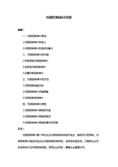 内部控制审计内容