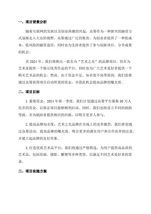 2024年品牌项目众筹方案