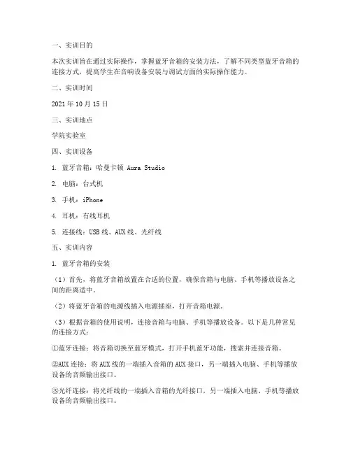 蓝牙音箱安装的实训报告