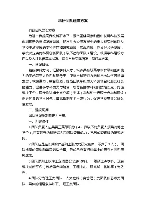 科研团队建设方案