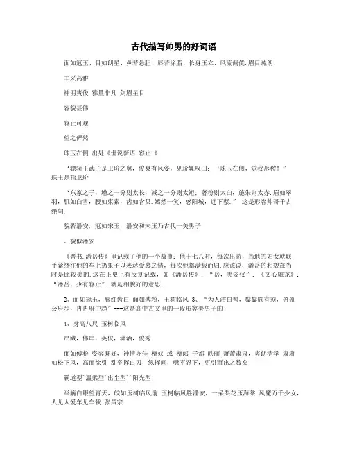 古代描写帅男的好词语