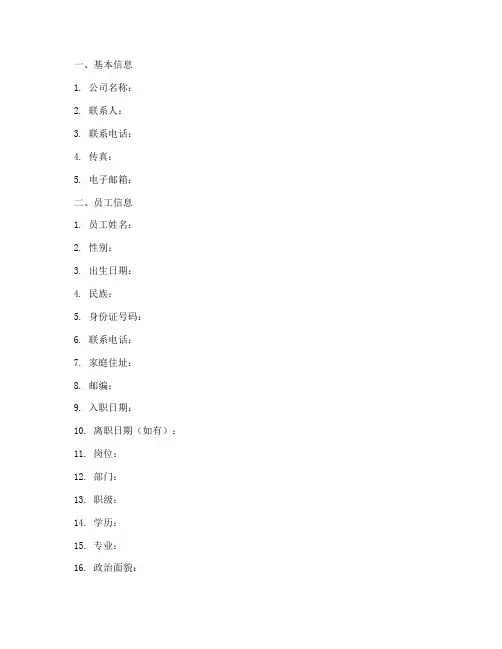 劳动合同管理台帐模板