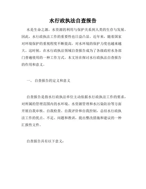 水行政执法自查报告