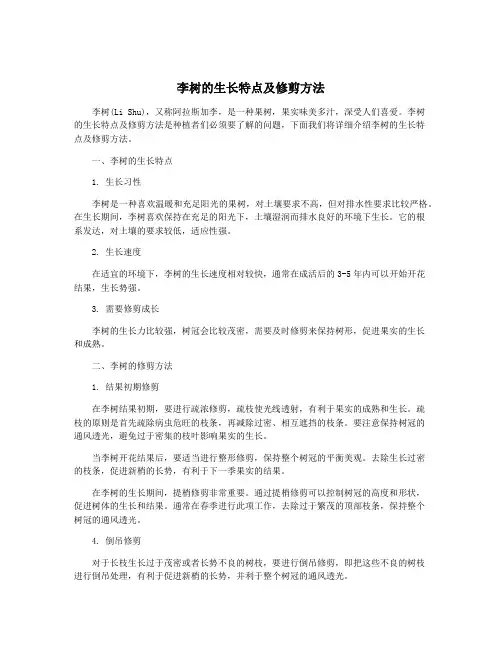 李树的生长特点及修剪方法