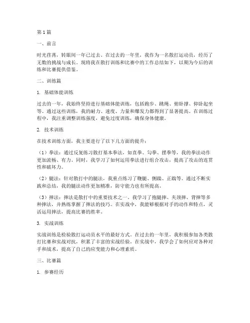 散打一年工作总结范文(3篇)