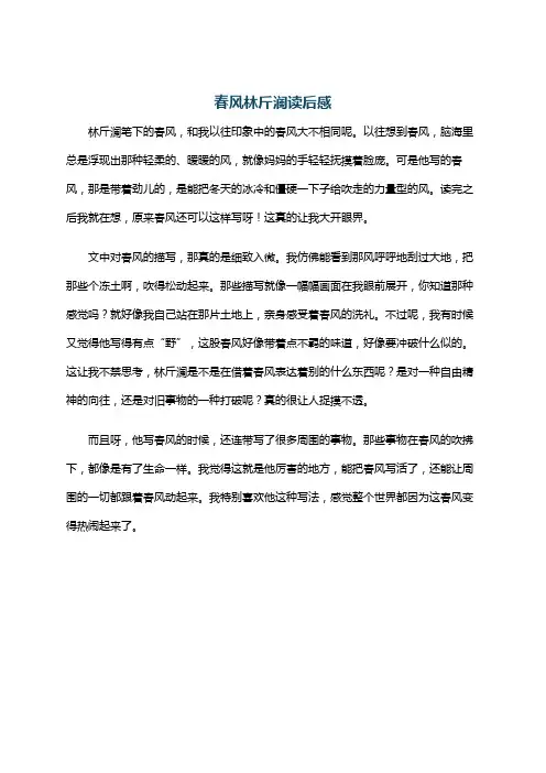 春风林斤澜读后感