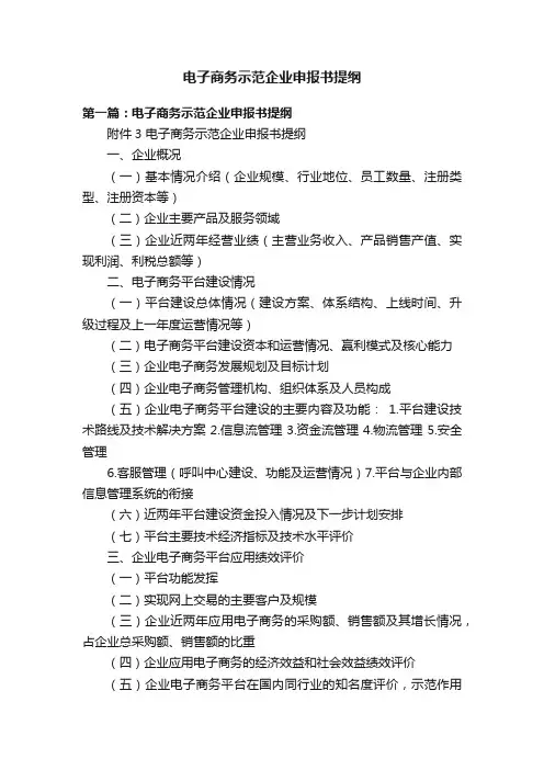 电子商务示范企业申报书提纲